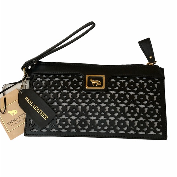 Emma Fox Handbags - Emma Fox Black Leather Wristlet BNWT